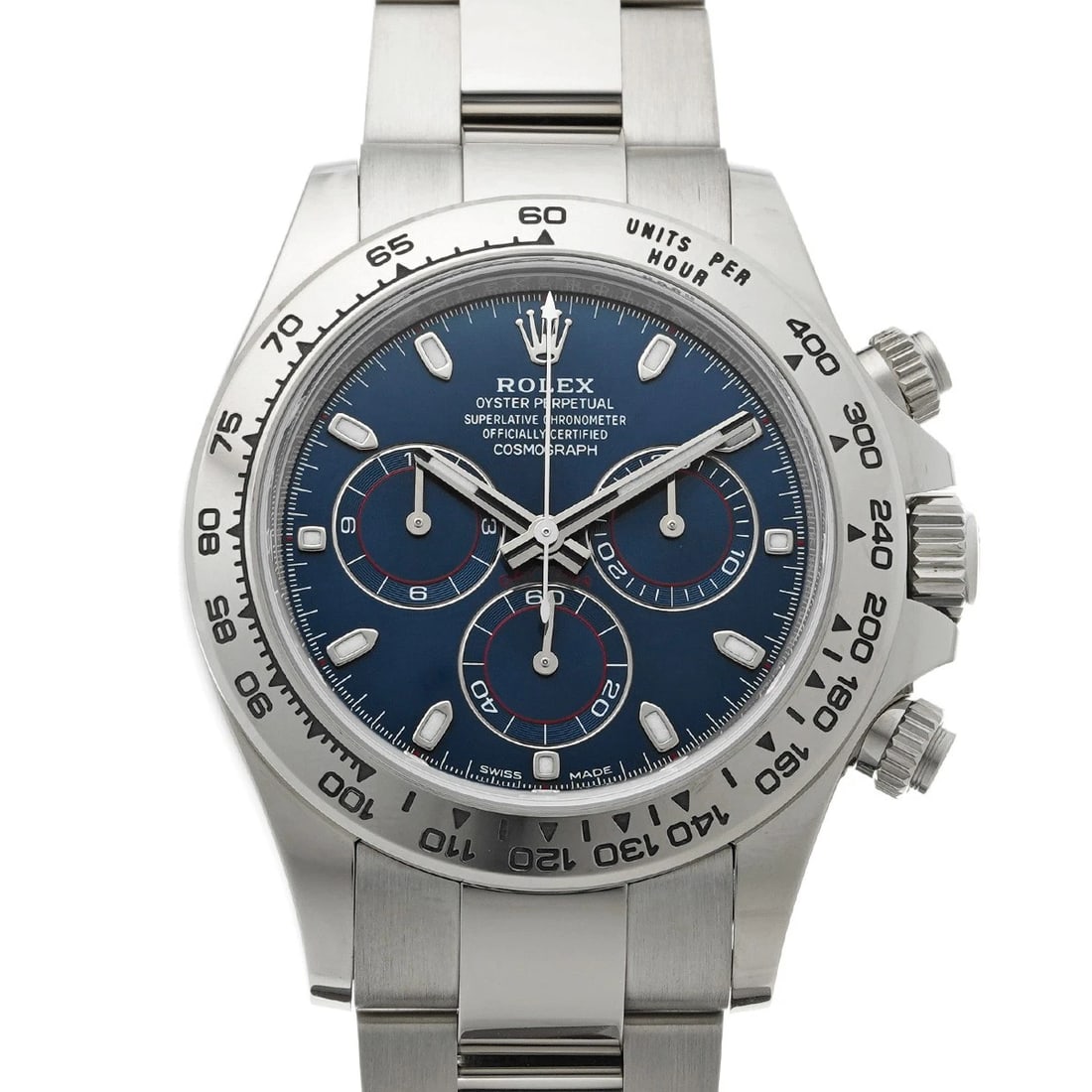 ROLEX COSMOGRAPH DAYTONA BLUE WATCH: ROLEX Cosmograph Daytona blue Watch Brand: ROLEX Type/Style: Wristwatch Material: Band Material White gold, Case Material White gold Color: Dial Color blue Size: Case Size H/about 40mm W/about 40mm D/