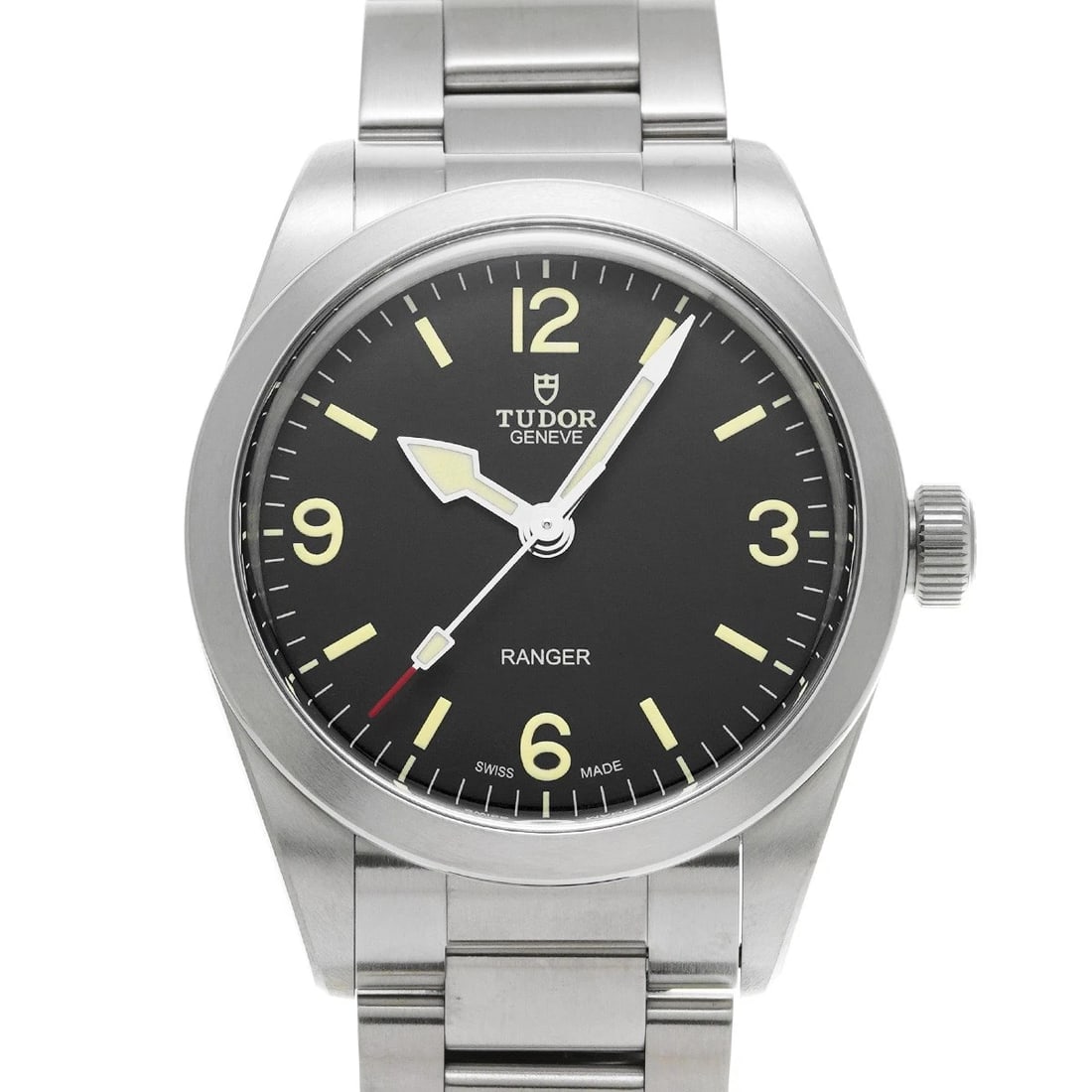 TUDOR RANGER BLACK WATCH: TUDOR Ranger black Watch Brand: TUDOR Type/Style: Wristwatch Material: Band Material Stainless steel, Case Material Stainless steel Color: Dial Color black Size: Case Size H/about 36mm W/about 36mm D/