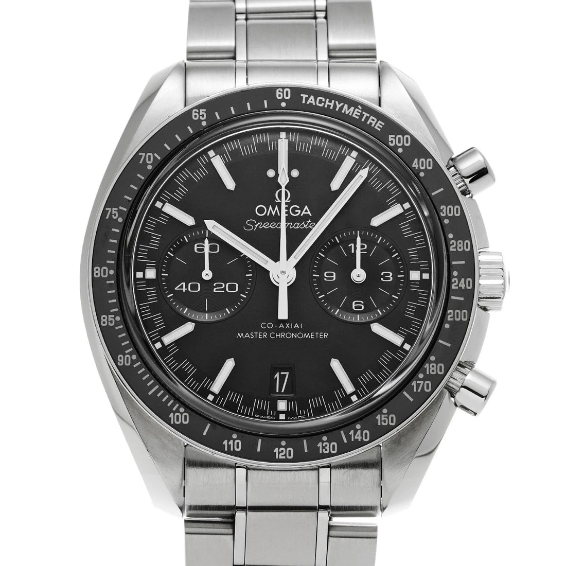 OMEGA SPEEDMASTER RACING CO-AXIAL MASTER CHRONOMETER WATCH: OMEGA Speedmaster Racing Co-axial Master Chronometer Watch Brand: OMEGA Type/Style: Wristwatch Material: Band Material Stainless Steel, Case Material Stainless Steel Color: Dial Color Dial Color Black