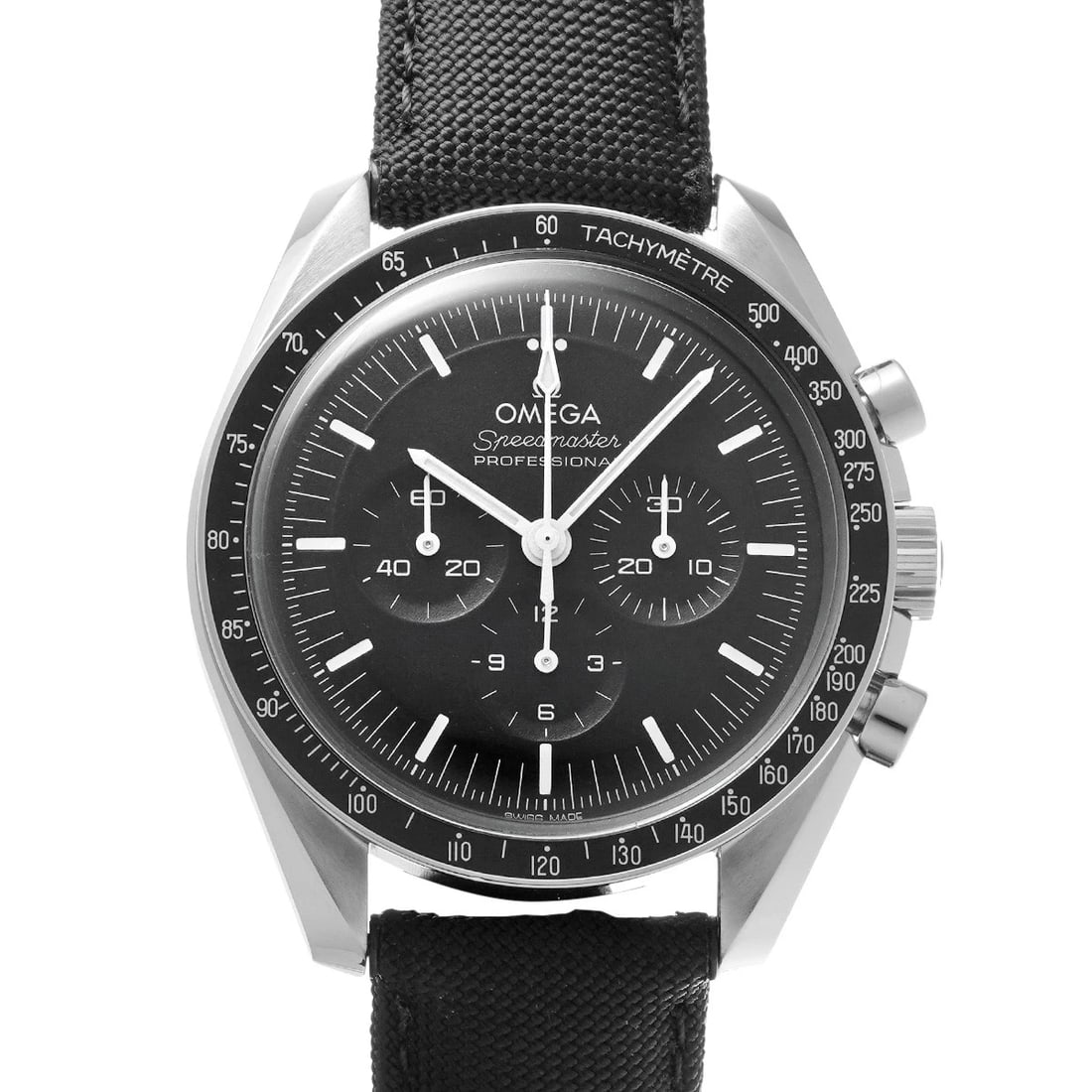 OMEGA SPEEDMASTER MOONWATCH PROFESSIONAL CO-AXIAL WATCH: OMEGA Speedmaster Moonwatch Professional Co-axial Watch Brand: OMEGA Type/Style: Wristwatch Material: Band Material Fabric, Leather, Nylon, Case Material Stainless Steel Color: Dial Color Dial Color B