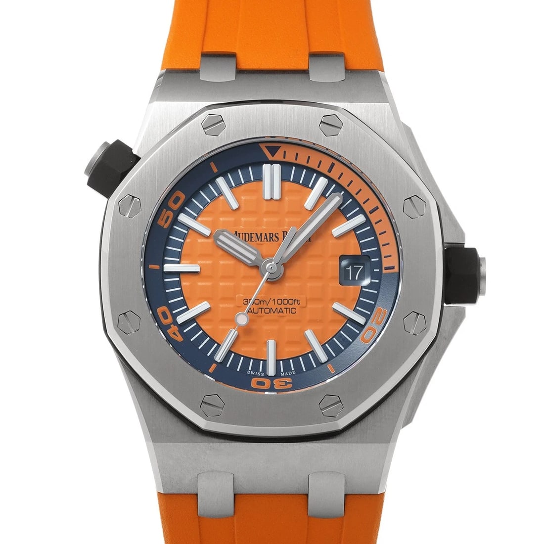 AUDEMARS PIGUET ROYAL OAK OFFSHORE DIVER ORANGE WATCH: AUDEMARS PIGUET Royal Oak Offshore Diver Orange Watch Brand: AUDEMARS PIGUET Type/Style: Wristwatch Material: Band Material rubber, Case Material Stainless steel Color: Dial Color Orange Size: Case Si