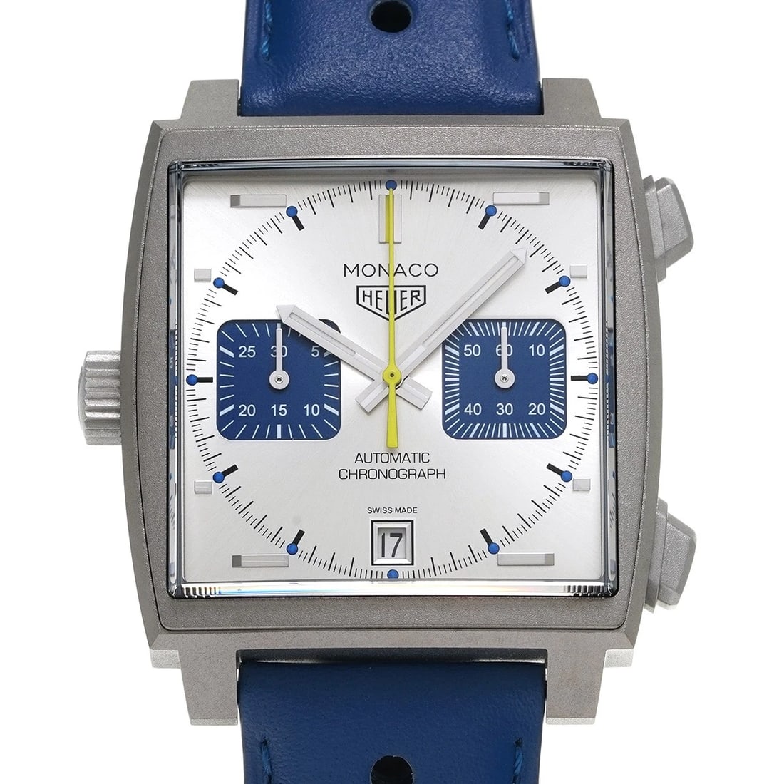 TAG HEUER MONACO CHRONOGRAPH RACING BLUE LIMITED EDITION GRAY WATCH: TAG HEUER Monaco Chronograph Racing Blue Limited Edition gray Watch Brand: TAG HEUER Type/Style: Wristwatch Material: Band Material leather, Case Material titanium Color: Dial Color Dial Color gray Ba