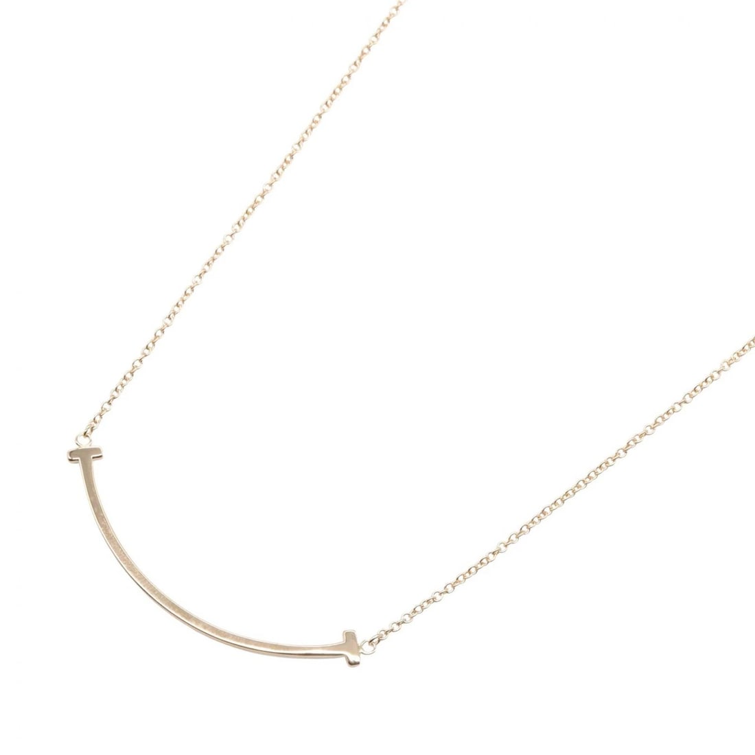 TIFFANY?CO T SMILE SMALL NECKLACE PENDANT: TIFFANY?CO T Smile Small Necklace pendant Brand: TIFFANY?CO Type/Style: Necklace Material: K18PG?Rose Gold?, Color: Gold Size: Size Neck rotation?40.5/45.5cm(15.9") Motif W?37mm x H?3mm(1.5" x 0.1")