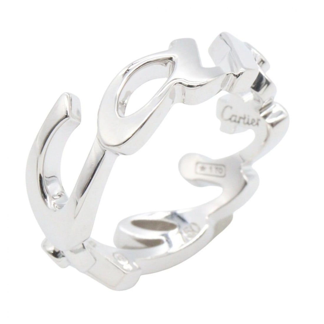 CARTIER SIGNATURE RING 18KWG WHITE GOLD: CARTIER Signature Ring 18KWG White Gold Brand: CARTIER Type/Style: Ring Material: K18WG?White Gold?, Color: Silver Size: US size 4.5 Accessories: None Accessories Notice: When purchasing p