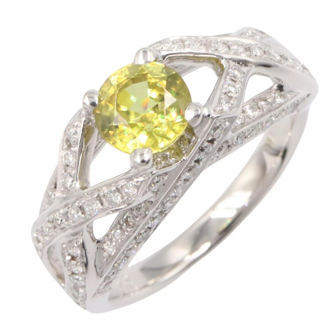JEWELRY SPHENE DIAMOND RING 18KWG: JEWELRY Sphene Diamond Ring 18KWG Brand: JEWELRY Type/Style: Ring Material: K18WG?White Gold?, Color: Silver Size: US size 6.75 Accessories: None Accessories Notice: When purchasing pre-owned goods,