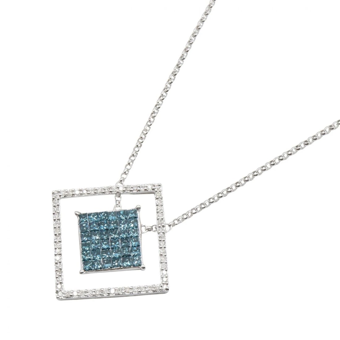 JEWELRY DIAMOND NECKLACE PENDANT: JEWELRY Diamond Necklace Pendant Brand: JEWELRY Type/Style: Necklace Material: K18WG?White Gold?, Color: Silver Size: Size Neck rotation?41cm(16.1") Motif W?30mm x H?30mm(1.2" x 1.2") Accessories: