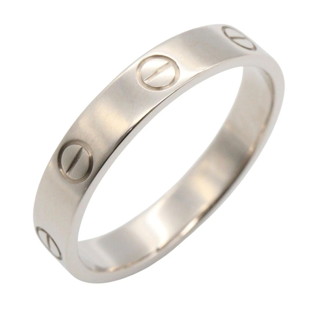 CARTIER MINI LOVE RING 18KWG WHITE GOLD: CARTIER Mini Love Ring 18KWG White Gold Brand: CARTIER Type/Style: Ring Material: K18WG?White Gold?, Color: Silver Size: US size 8.25 Accessories: None Accessories Notice: When purchasing