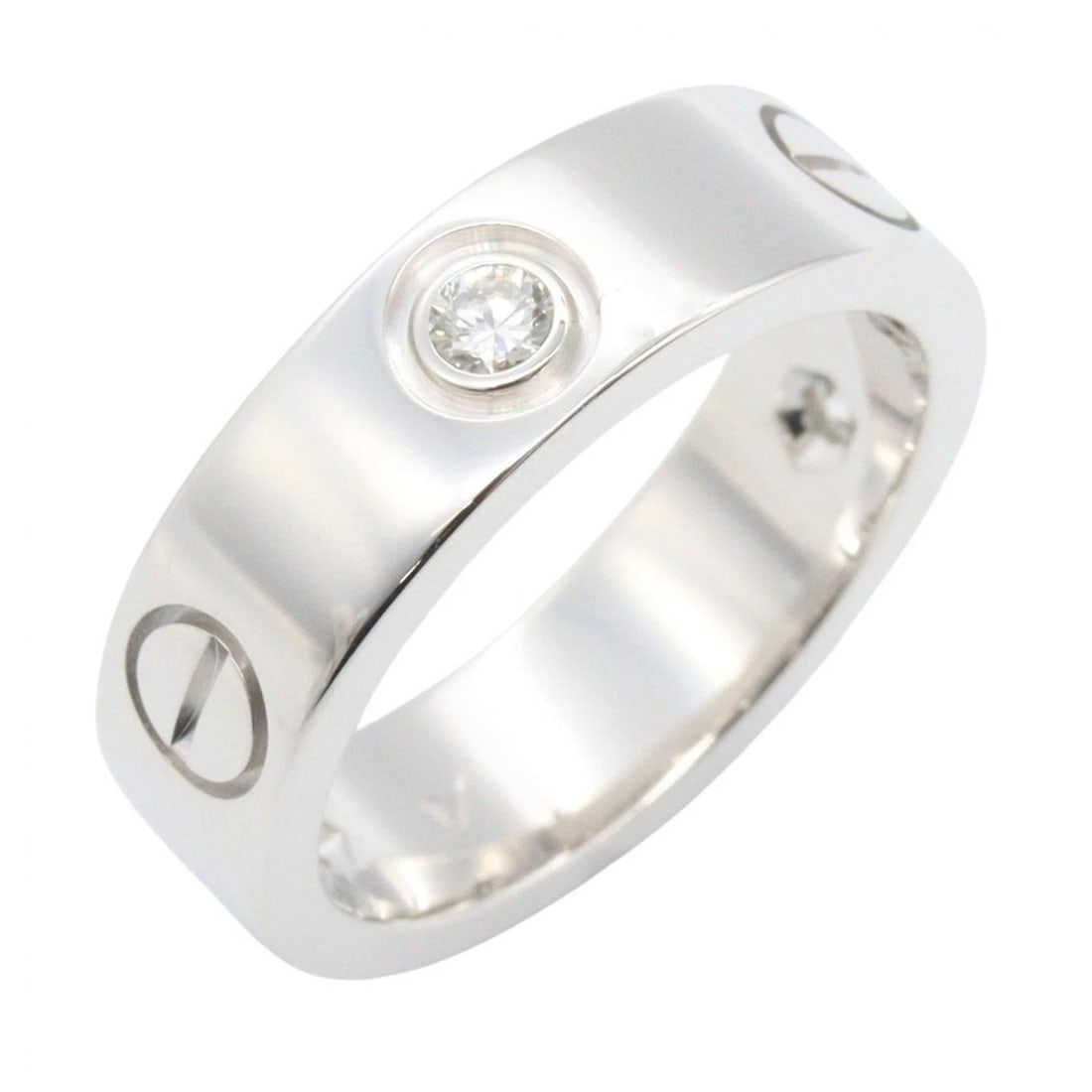 CARTIER LOVE 3PD DIAMOND RING 18KWG WHITE GOLD: CARTIER Love 3PD Diamond Ring 18KWG White Gold Brand: CARTIER Type/Style: Ring Material: K18WG?White Gold?, Color: Silver Size: US size 5.5 Accessories: None Accessories Notice: When purchasing