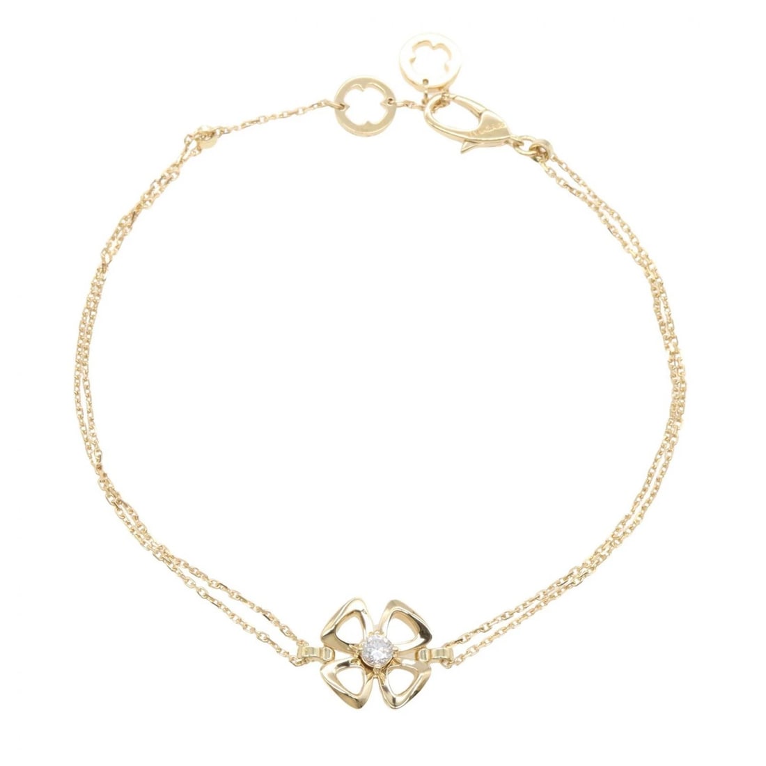 BVLGARI FIOREVER ML 1PD DIAMOND BRACELET: BVLGARI Fiorever ML 1PD Diamond Bracelet Brand: BVLGARI Type/Style: Bracelet Material: K18 (Yellow Gold), Color: Gold Size: Size Band Length?19cm(7.5") Notation Size?- Motif W?11mm x H?11mm(0.4" x