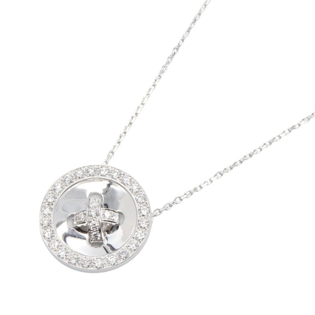 VAN CLEEF & ARPELS BOUTONNIERE DIAMOND NECKLACE: Van Cleef & Arpels Boutonniere Diamond Necklace Brand: Van Cleef & Arpels Type/Style: Necklace Material: K18WG?White Gold?, Color: Silver Size: Size Neck rotation?43/48cm(16.9") Motif W?20mm x