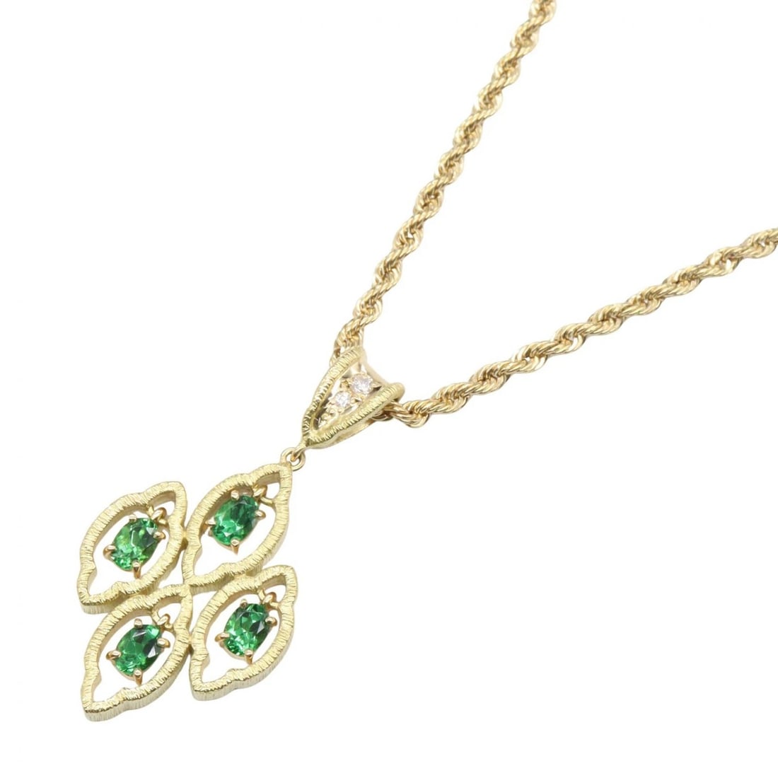 JEWELRY MIZUNO KAORUKO GREEN GARNET DIAMOND PENDANT NECKLACE: JEWELRY Mizuno Kaoruko Green Garnet Diamond Pendant Necklace Brand: JEWELRY Type/Style: Necklace Material: K18 (Yellow Gold), Main Stone Green garnet Color: Gold Size: Size Neck rotation?60.5~71cm(23.