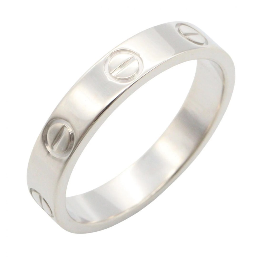 CARTIER MINI LOVE RING 18KWG WHITE GOLD: CARTIER Mini Love Ring 18KWG White Gold Brand: CARTIER Type/Style: Ring Material: K18WG?White Gold?, Color: Silver Size: US size 6 Accessories: None Accessories Notice: When purchasing pre-owned