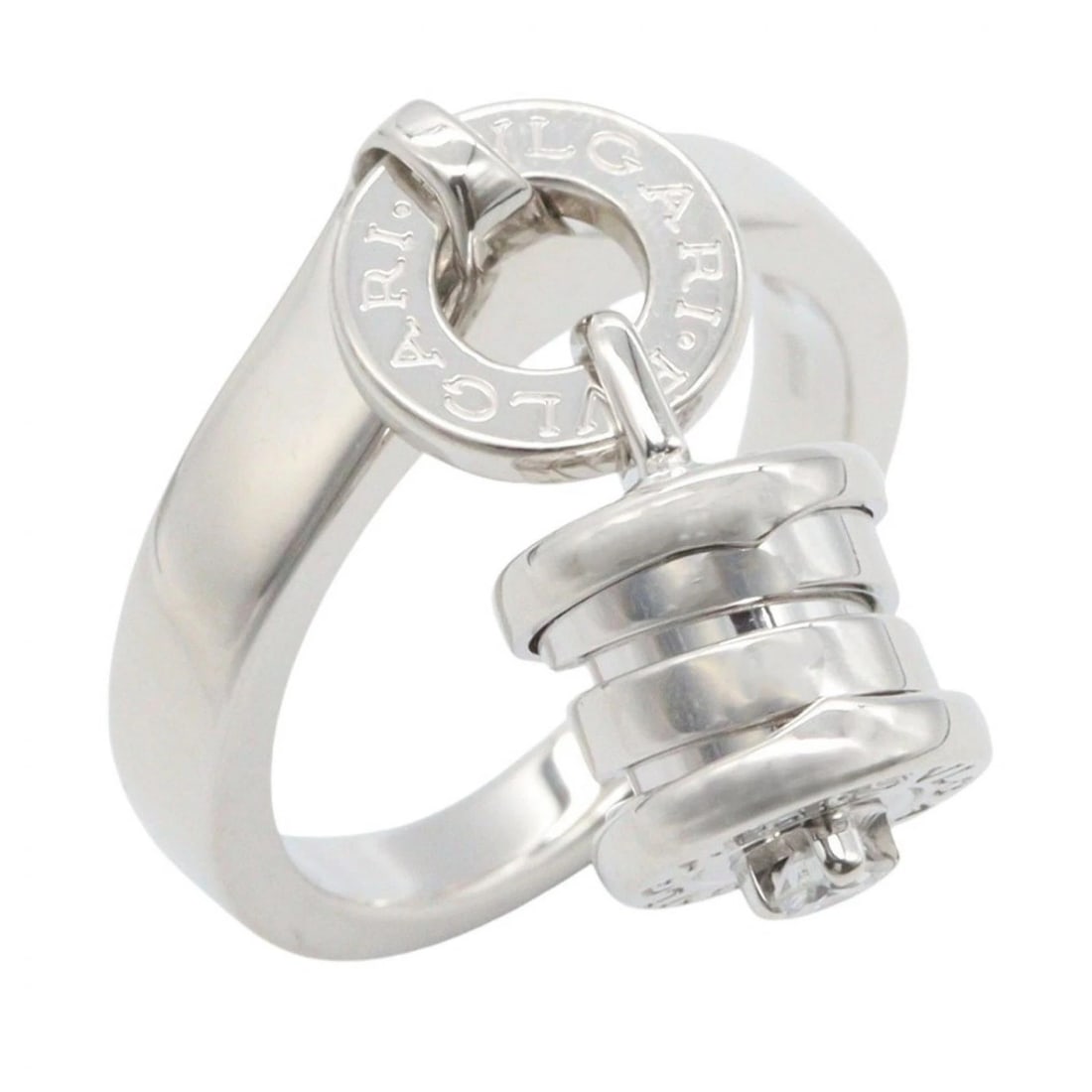 BVLGARI B-ZERO1 ELEMENT DIAMOND RING: BVLGARI B-zero1 element Diamond Ring Brand: BVLGARI Type/Style: Ring Material: K18WG?White Gold?, Color: Silver Size: US size 4.5 Accessories: None Accessories Notice: When purchasing pre-owned