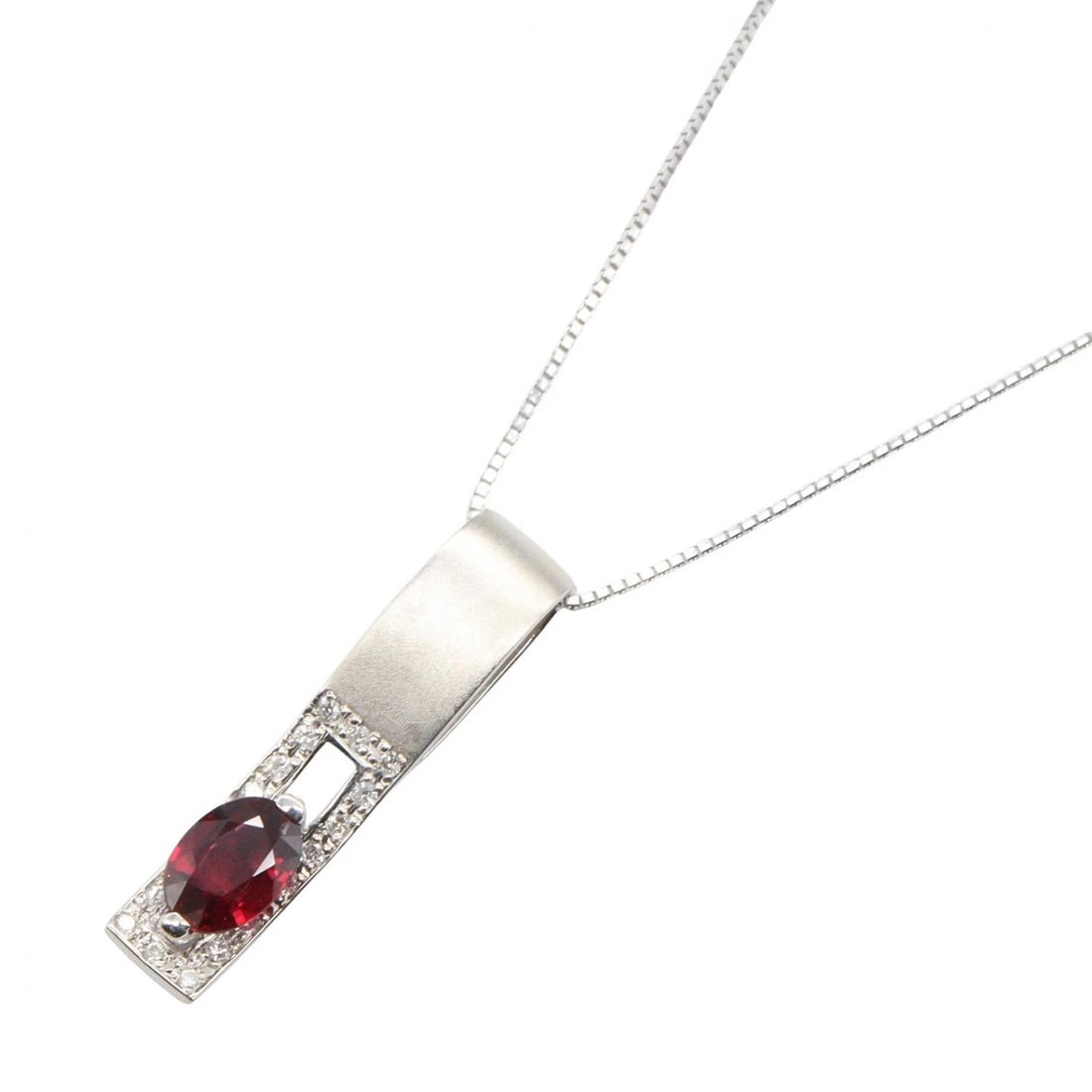 JEWELRY RUBY DIAMOND NECKLACE PENDANT: JEWELRY Ruby Diamond Necklace Pendant Brand: JEWELRY Type/Style: Necklace Material: K18WG?White Gold?, Main Stone Ruby Color: Silver Size: Size Neck rotation?45cm(17.7") Motif W?5mm x H?25mm(0.2" x