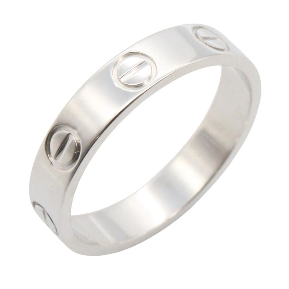 CARTIER MINI LOVE RING 18KWG WHITE GOLD: CARTIER Mini Love Ring 18KWG White Gold Brand: CARTIER Type/Style: Ring Material: K18WG?White Gold?, Color: Silver Size: US size 5 Accessories: None Accessories Notice: When purchasing pre-owned