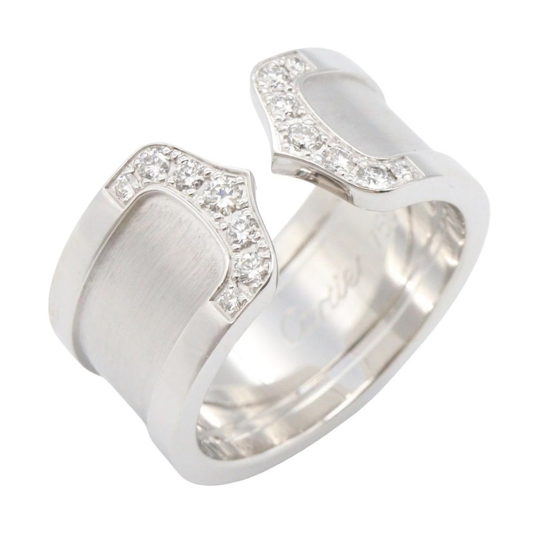 CARTIER C2 RING DIAMOND 18KWG WHITE GOLD: CARTIER C2 Ring Diamond 18KWG White Gold Brand: CARTIER Type/Style: Ring Material: K18WG?White Gold?, Color: Silver Size: US size 6.25 Accessories: None Accessories Notice: When purchasing pre-owned