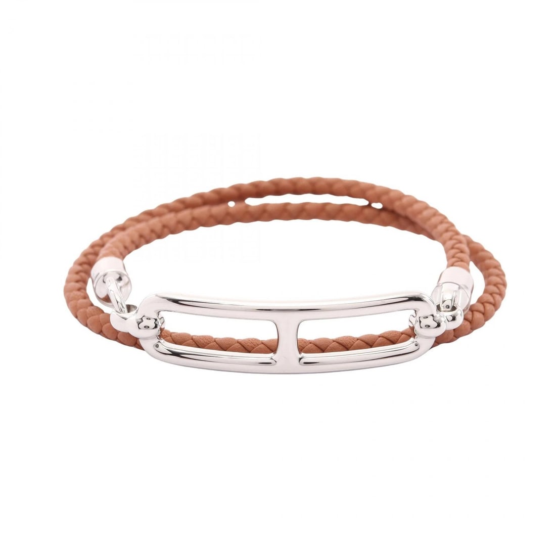 HERMES ROULIS DOUBLE TOUR BRACELET BANGLE: HERMES Roulis Double Tour Bracelet Bangle Brand: HERMES Type/Style: Bracelet Material: Stainless Steel, Color: SS Size: Size Band Length?16cm(6.3") Notation Size?T3 Motif W?45mm x H?10mm(1.8" x 0.4")