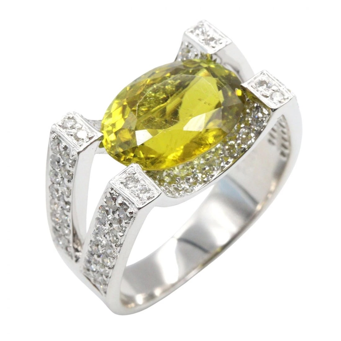 JEWELRY YELLOW TOURMALINE DIAMOND RING (1 of 5)