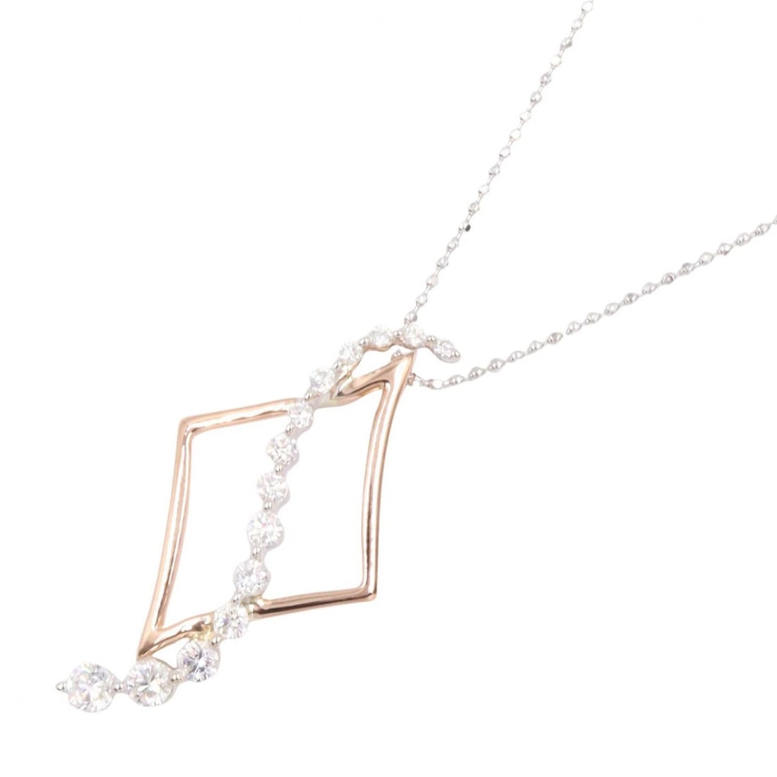 JEWELRY DIAMOND NECKLACE 18KPG PINK ROSE: JEWELRY Diamond Necklace 18KPG Pink Rose Brand: JEWELRY Type/Style: Necklace Material: K18PG?Rose Gold?, K18WG?White Gold?, Color: Gold Size: Size Neck rotation?44.5cm(17.5") Motif W?16mm x