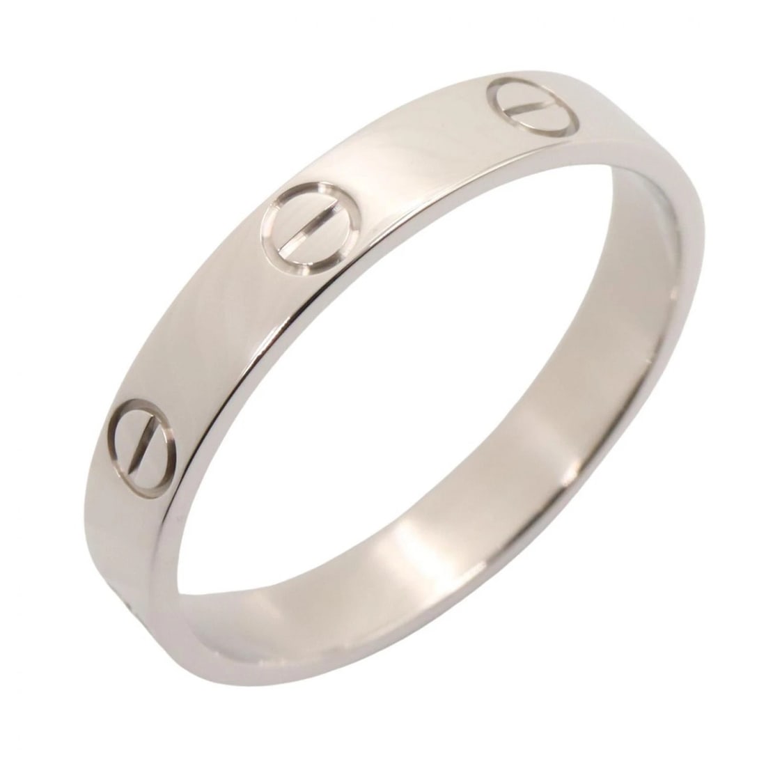 CARTIER MINI LOVE RING 18KWG WHITE GOLD: CARTIER Mini Love Ring 18KWG White Gold Brand: CARTIER Type/Style: Ring Material: K18WG?White Gold?, Color: Silver Size: US size 9.5 Accessories: None Accessories Notice: When purchasing pre-owned