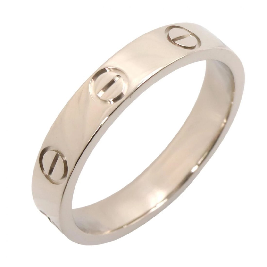 CARTIER MINI LOVE RING 18KWG WHITE GOLD: CARTIER Mini Love Ring 18KWG White Gold Brand: CARTIER Type/Style: Ring Material: K18WG?White Gold?, Color: Silver Size: US size 6 Accessories: None Accessories Notice: When purchasing pre-owned