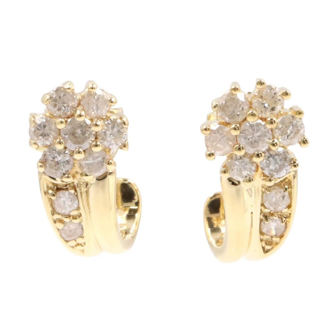 JEWELRY DIAMOND PIERCED EARRINGS 18KYG: JEWELRY Diamond Pierced earrings 18KYG Brand: JEWELRY Type/Style: Pierced earrings Material: K18 (Yellow Gold), Color: Gold Size: Size 14mm x 7mm(0.6" x 0.3") Accessories: None Accessories Notice: