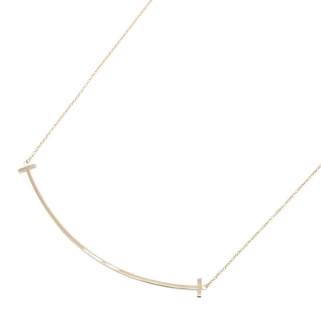 TIFFANY?CO T SMILE LARGE NECKLACE: TIFFANY?CO T Smile Large Necklace Brand: TIFFANY?CO Type/Style: Necklace Material: K18PG?Rose Gold?, Color: Gold Size: Size Neck rotation?40.5/45.5cm(15.9") Motif W?68mm x H?6mm(2.7" x 0.2") Acces
