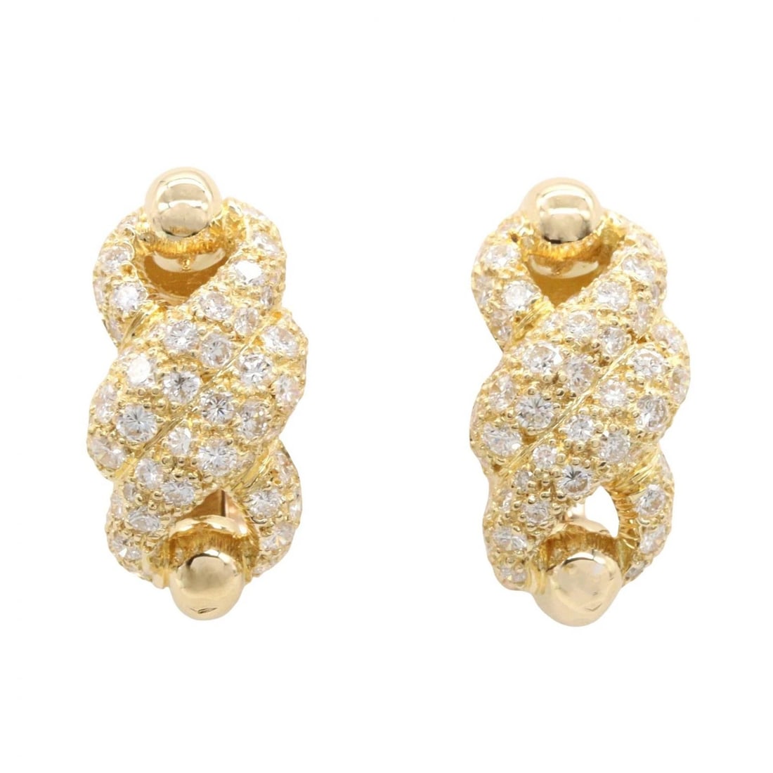 CARTIER TORNADO DIAMOND EARRINGS 18KYG (1 of 4)