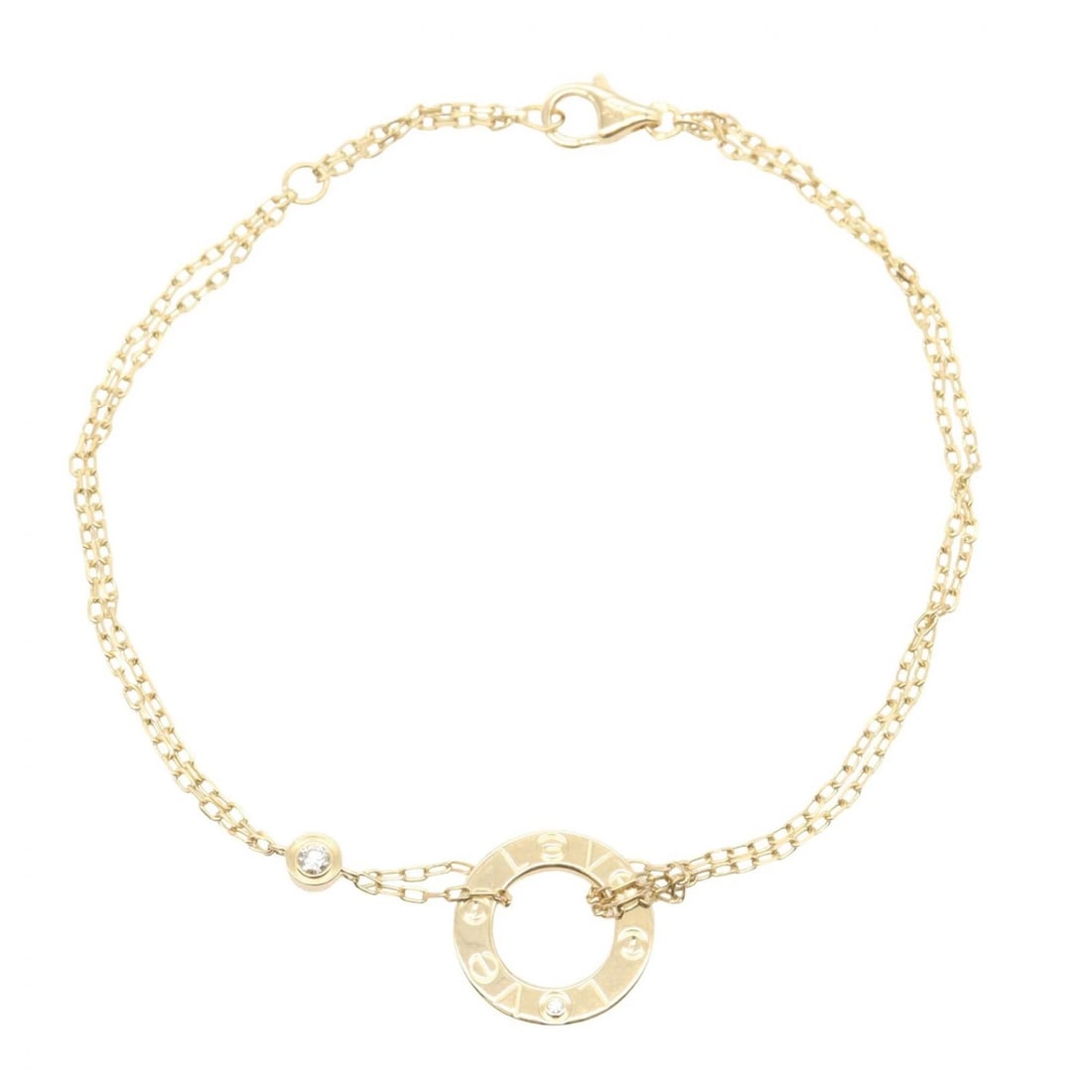 CARTIER LOVE CIRCLE 2P DIAMOND BRACELET: CARTIER Love Circle 2P Diamond Bracelet Brand: CARTIER Type/Style: Bracelet Material: K18 (Yellow Gold), Color: Gold Size: Size Band Length?19cm(7.5") Notation Size?- Motif W?13mm x H?13mm(0.5" x 0.5"