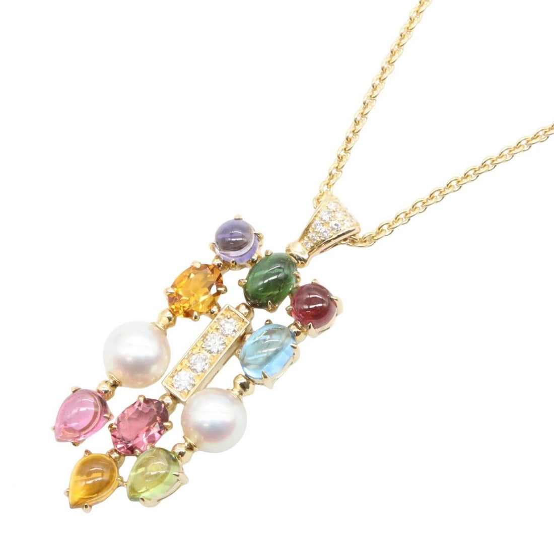 BVLGARI ALLEGRA MULTICOLOR DIAMOND NECKLACE PENDANT: BVLGARI Allegra Multicolor Diamond Necklace Pendant Brand: BVLGARI Type/Style: Necklace Material: K18 (Yellow Gold), Color: Gold Size: Size Neck rotation?37~42.5cm(14.6") Motif W?16mm x H?45mm(0.6" x