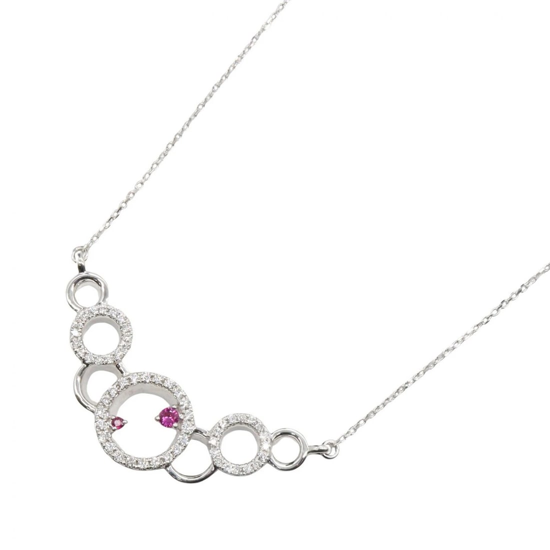 JEWELRY RUBY DIAMOND NECKLACE PENDANT: JEWELRY Ruby Diamond Necklace Pendant Brand: JEWELRY Type/Style: Necklace Material: K18WG?White Gold?, Main Stone Ruby Color: Silver Size: Size Neck rotation?48cm(18.9") Motif W?40mm x H?11mm(1.6" x 0