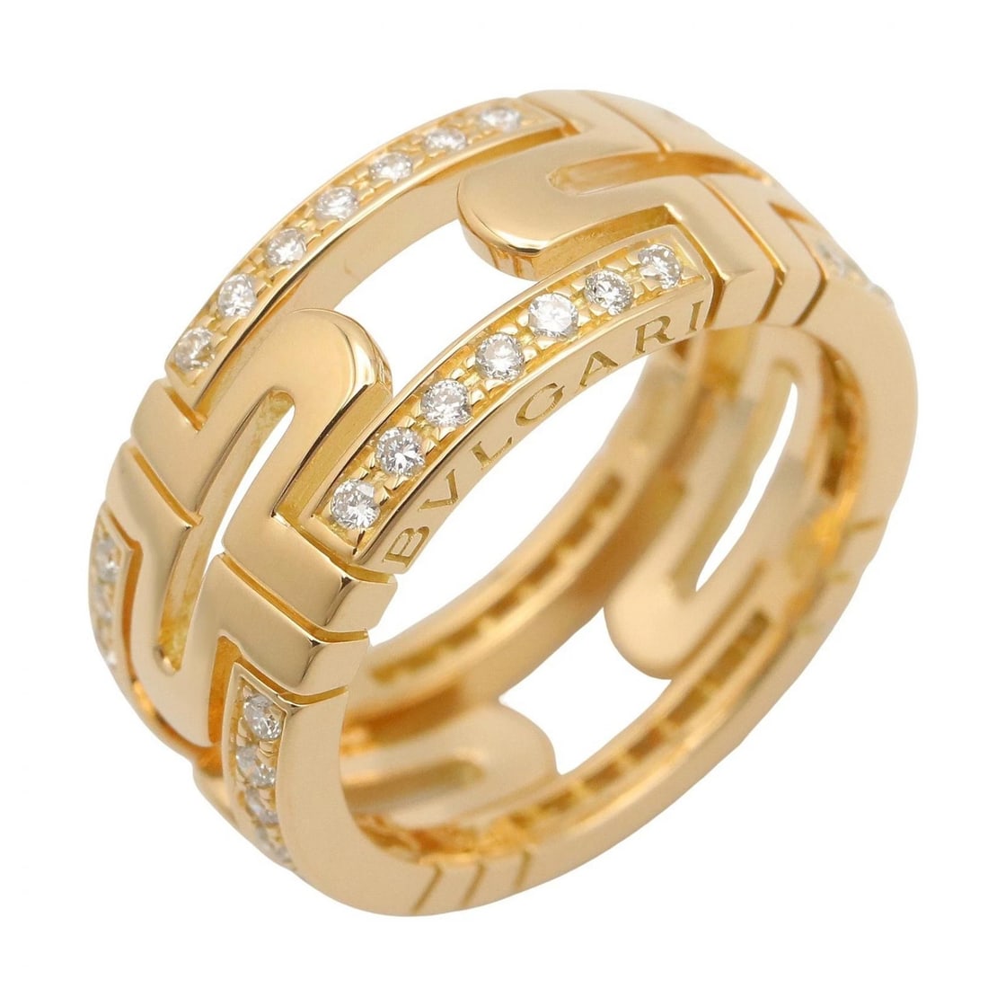 BVLGARI PARENTESI DIAMOND RING 18KYG YELLOW GOLD: BVLGARI Parentesi Diamond Ring 18KYG Yellow Gold Brand: BVLGARI Type/Style: Ring Material: K18 (Yellow Gold), Color: Gold Size: US size 4.25 Accessories: None Accessories Notice: When purchasing