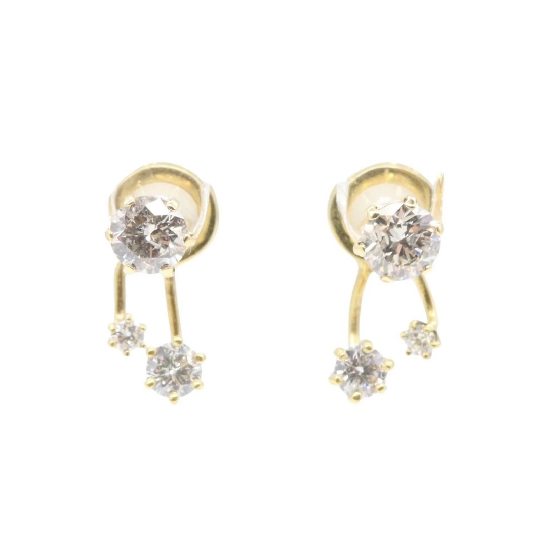 JEWELRY DIAMOND PIERCED EARRINGS: JEWELRY Diamond Pierced earrings Brand: JEWELRY Type/Style: Pierced earrings Material: K18 (Yellow Gold), Color: Gold Size: Size 12mm x 5mm(0.5" x 0.2") Accessories: None Accessories Notice: When