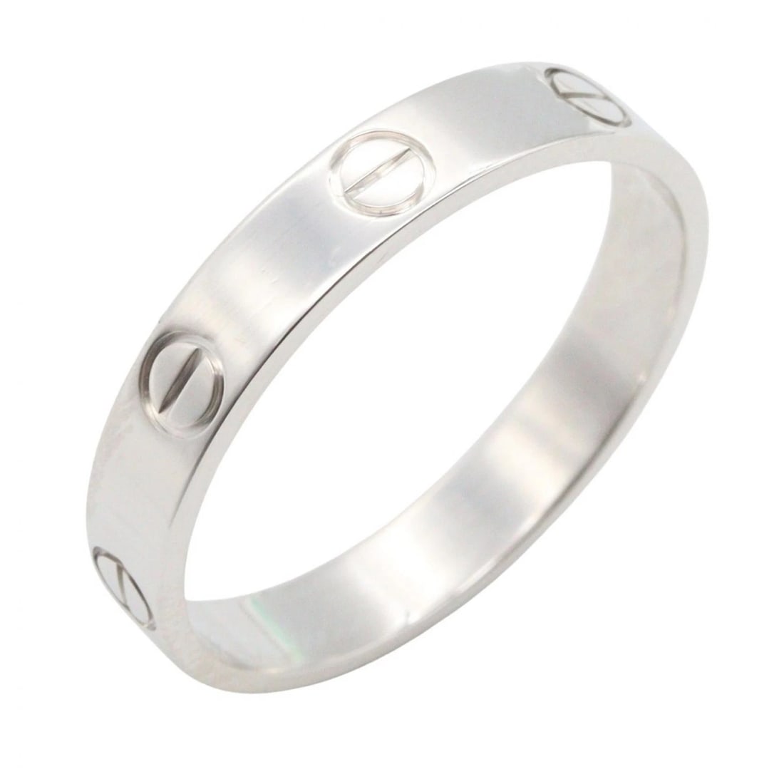 CARTIER MINI LOVE RING 18KWG WHITE GOLD: CARTIER Mini Love Ring 18KWG White Gold Brand: CARTIER Type/Style: Ring Material: K18WG?White Gold?, Color: Silver Size: US size 8 Accessories: None Accessories Notice: When purchasing pre-owned
