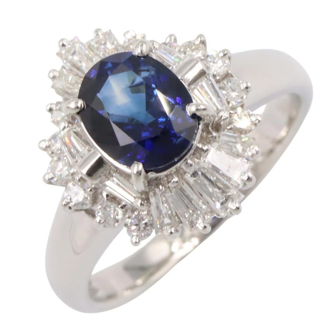 JEWELRY SAPPHIRE DIAMOND RING PT900: JEWELRY Sapphire Diamond Ring Pt900 Brand: JEWELRY Type/Style: Ring Material: Pt900 Platinum, Main Stone sapphire Color: Silver Size: US size 6 Accessories: None Accessories Notice: When p
