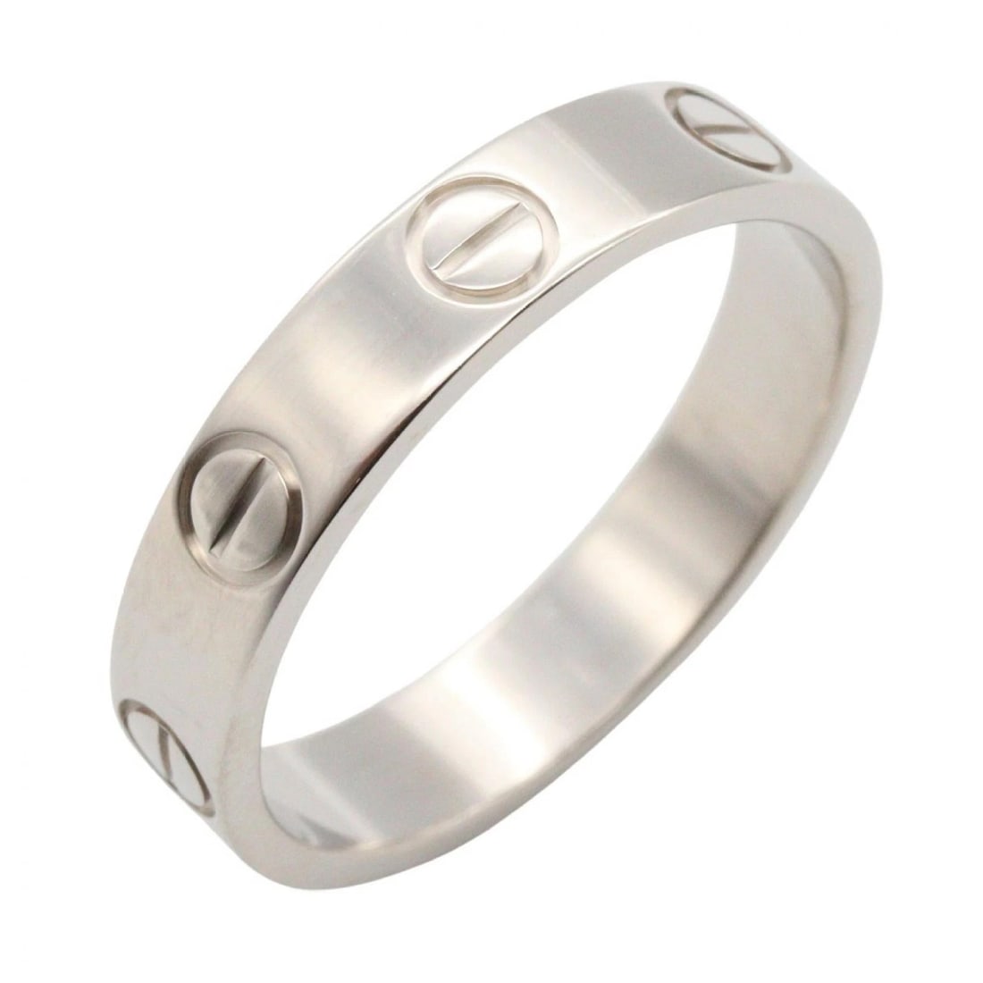 CARTIER MINI LOVE RING 18KWG WHITE GOLD: CARTIER Mini Love Ring 18KWG White Gold Brand: CARTIER Type/Style: Ring Material: K18WG?White Gold?, Color: Silver Size: US size 5.75 Accessories: None Accessories Notice: When purchasing pre-owned