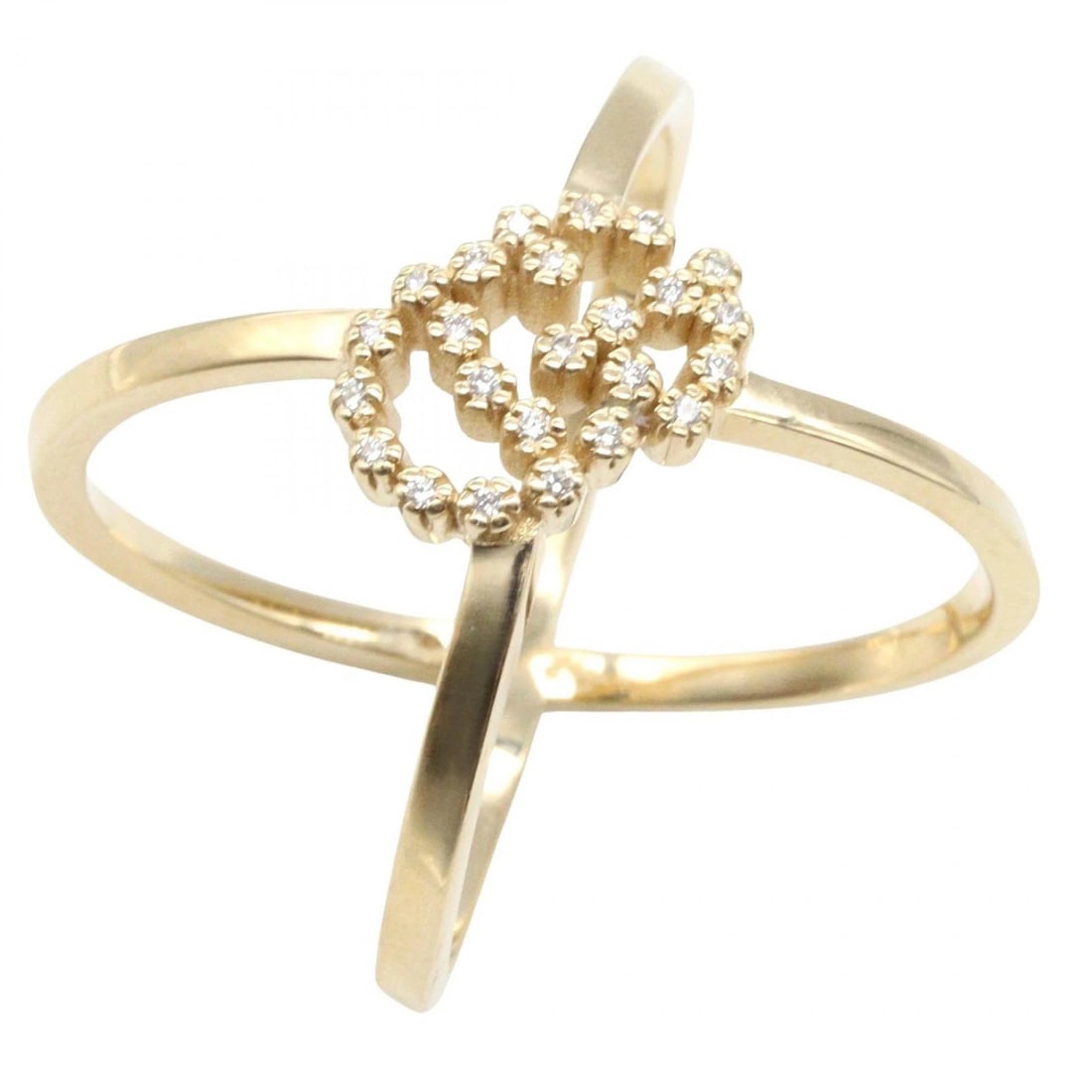 GUCCI GG RUNNING CROSS LOGO DIAMOND RING: GUCCI GG Running Cross Logo Diamond Ring Brand: GUCCI Type/Style: Ring Material: K18 (Yellow Gold), Color: Gold Size: US size 6 Accessories: None Accessories Notice: When purchasing pre-ow