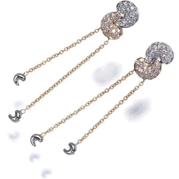 CASA GI EARRINGS DIAMOND BICOLOR PAVED DROP 18K WG/RG (1 of 2)