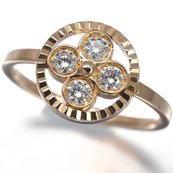 LOUIS VUITTON RING DIAMOND SUN BLOSSOM 18K 750 ROSE GOLD: Louis Vuitton Ring Diamond Sun Blossom 18K 750 Rose Gold Brand: Louis Vuitton Type/Style: Ring Material: 18K/ 750 Rose Gold, Main Stone Natural Color: Rose Gold Size: US3.75 Accessories: None