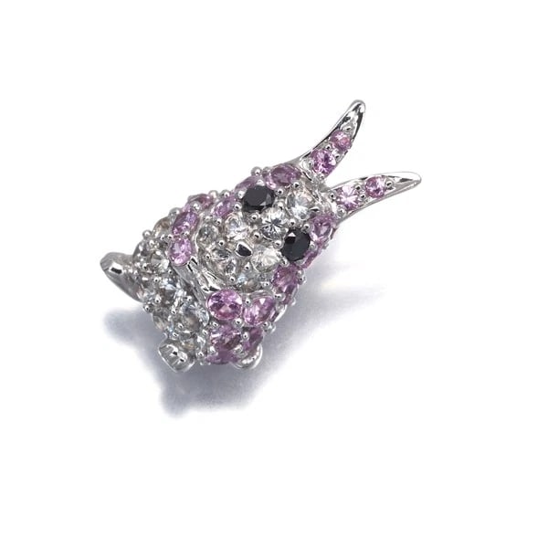 PINK &CLEAR SAPPHIRE BLACK DIAMOND RABBIT PENDANT 18K WG: Pink &Clear Sapphire Black Diamond Rabbit Pendant 18K WG Brand: Unbranded Type/Style: Pendant Material: 18K / 750 / White Gold, Main Stone Natural Color: White Gold Size: Design size: 15.4 x 8.7mm Bai