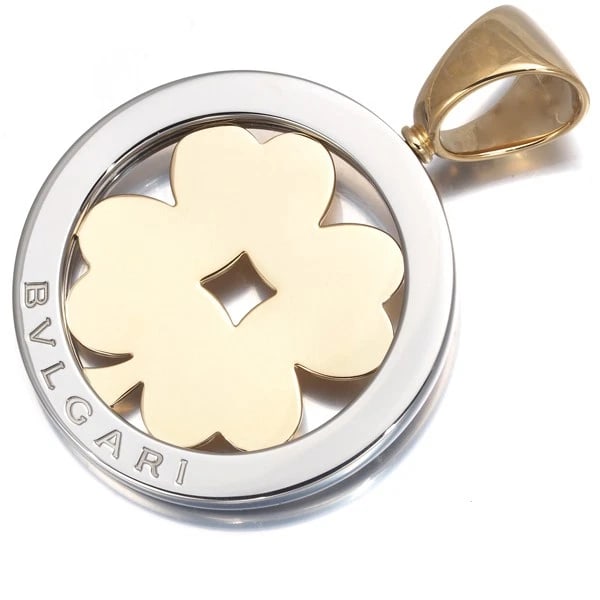 BVLGARI PENDANT TONDO CLOVER 18K 750 YELLOW GOLD/STAINLESS STEEL: BVLGARI Pendant Tondo Clover 18K 750 Yellow Gold/Stainless Steel Brand: BVLGARI Type/Style: Pendant Material: 18K /750 Yellow Gold/Stainless Steel, Color: YG,Silver Size: Design Size:Approximately 31.