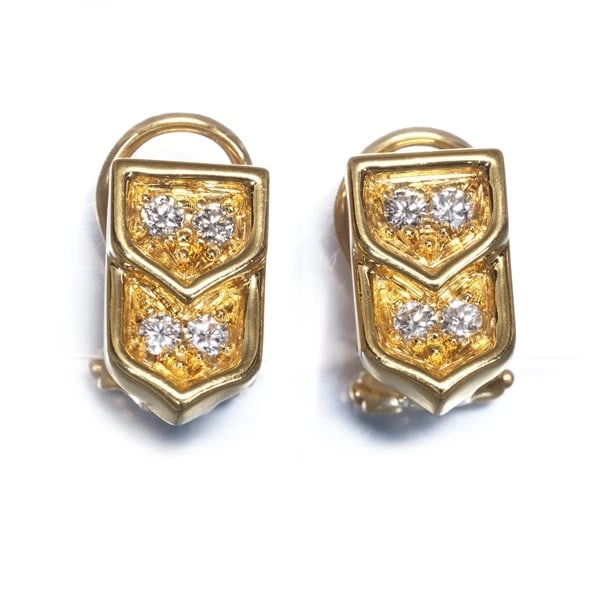 CHRISTIAN DIOR EARRINGS DIAMOND 18K 750 YELLOW GOLD (1 of 2)