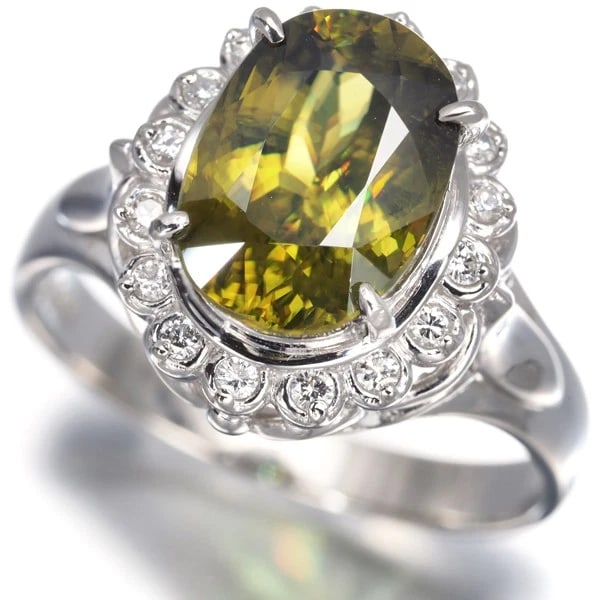 SPHENE DIAMOND RING 900 PLATINUM: Sphene Diamond Ring 900 Platinum Brand: Unbranded Type/Style: Ring Material: 900\ Platinum, Main Stone Natural Color: Silver Size: US6-6.25 Accessories: None Accessories Notice: When purch
