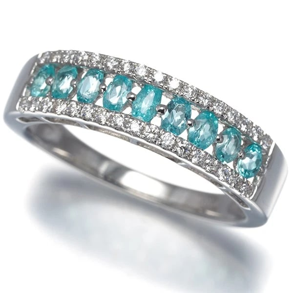 PARAIBA TOURMALINE DIAMOND RING 18K 750 WHITE GOLD: Paraiba Tourmaline Diamond Ring 18K 750 White Gold Brand: Unbranded Type/Style: Ring Material: 18K/ 750 White Gold, Main Stone Natural Color: White Gold Size: US5 Accessories: None Accesso