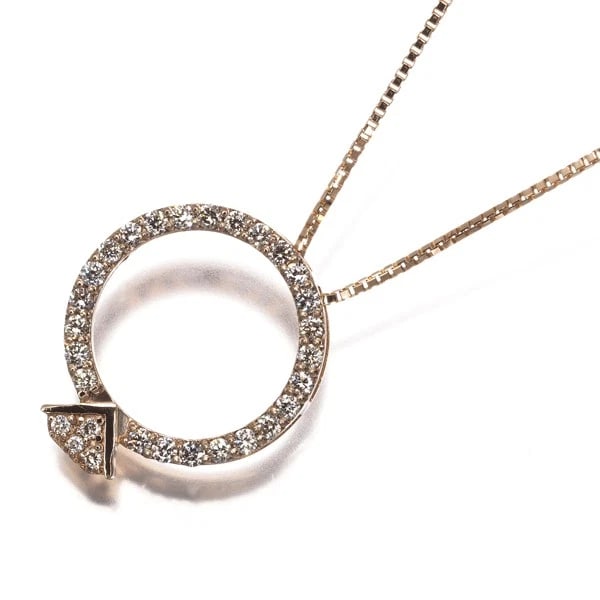 LIGHT BROWN DIAMOND RING NECKLACE 18K 750 ROSE GOLD: Light Brown Diamond Ring Necklace 18K 750 Rose Gold Brand: Unbranded Type/Style: Necklace Material: 18K/ 750 Rose Gold, Main Stone Natural Color: Rose Gold Size: Necklace length: 45cm Adjustable to sh