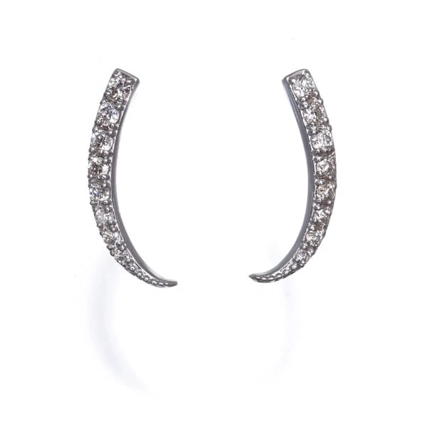 DIAMOND CURVE EARRINGS 18K 750 WHITE GOLD: Diamond Curve Earrings 18K 750 White Gold Brand: Unbranded Type/Style: Earrings Material: 18K/ 750 White Gold, Main Stone Natural Color: White Gold Size: Design size: 14.5 x 6.4mm Accessories: None