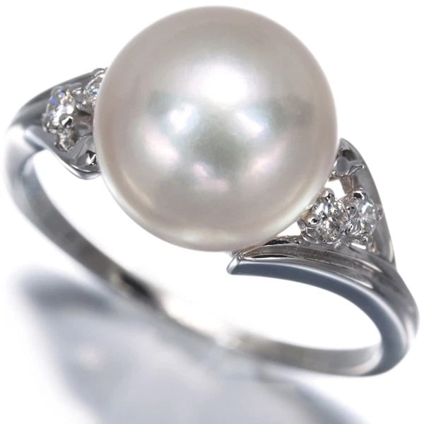 MIKIMOTO RING AKOYA PEARL DIAMOND PT 900: Mikimoto Ring Akoya Pearl Diamond Pt 900 Brand: MIKIMOTO Type/Style: Ring Material: 900 / Platinum, Main Stone Cultured Color: Silver Size: US6-6.25 Accessories: None Accessories Notice: When
