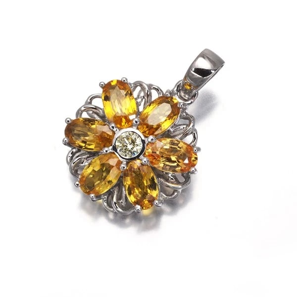 ESTELLE PENDANT YELLOW SAPPHIRE DIAMOND FLOWER (1 of 2)