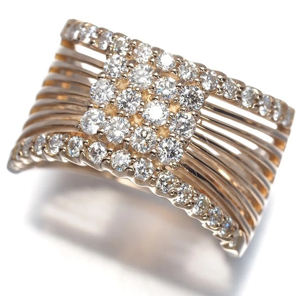 DIAMOND PAVED OPENWORK RING 18K 750 ROSE GOLD: Diamond Paved Openwork Ring 18K 750 Rose Gold Brand: Unbranded Type/Style: Ring Material: 18K/ 750 Rose Gold, Main Stone Natural Color: Rose Gold Size: US6-6.25 Accessories: None Accessori