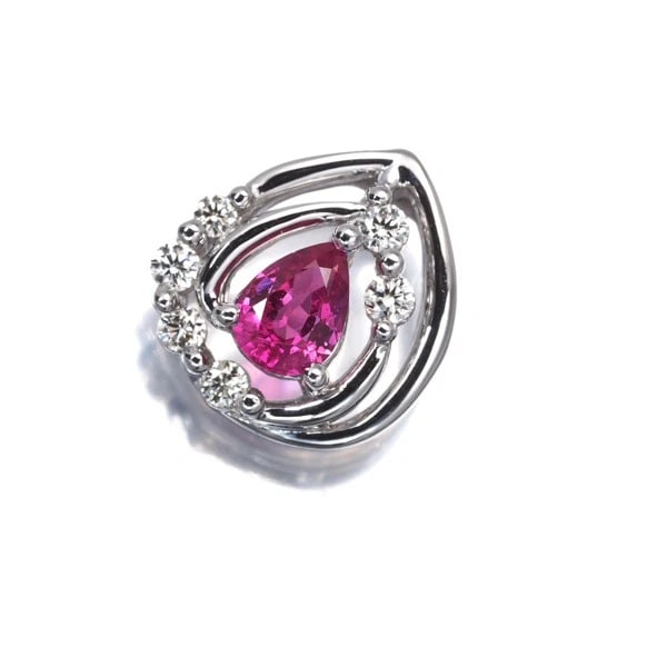 PENDANT RUBY DIAMOND TEARDROP PT 950: Pendant Ruby Diamond Teardrop Pt 950 Brand: GSTV Type/Style: Pendant Material: 950 / Platinum, Main Stone Natural Color: Silver Size: Design size: 11.4 x 5.0mm Accessories: None Accessories Notice: